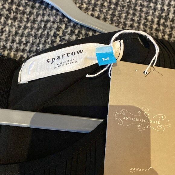 Anthropologie Sparrow Vapor Rise Black Houndstooth Wool Sheath Dress M NWT - Picture 8 of 11